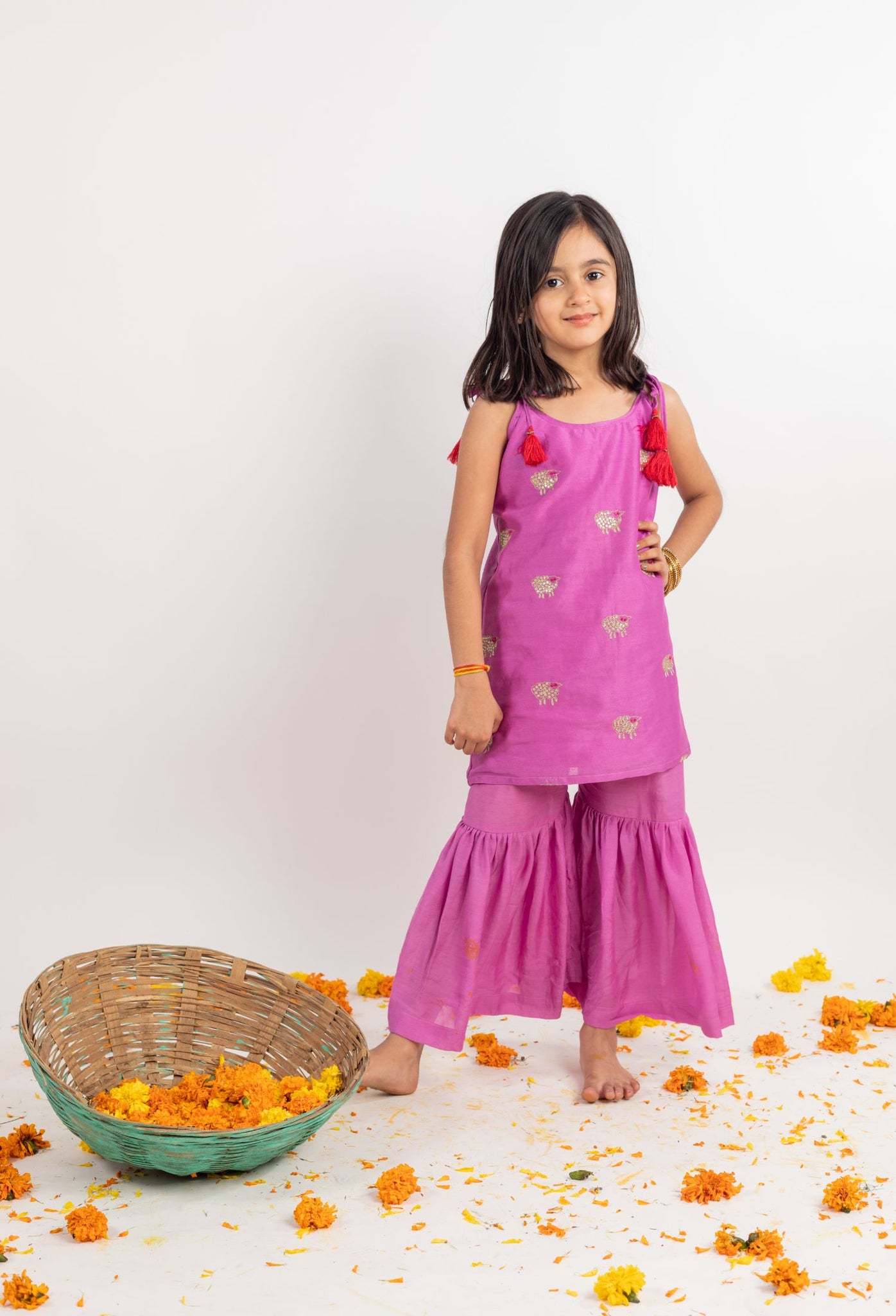 Knot Kurta Set With Sharara