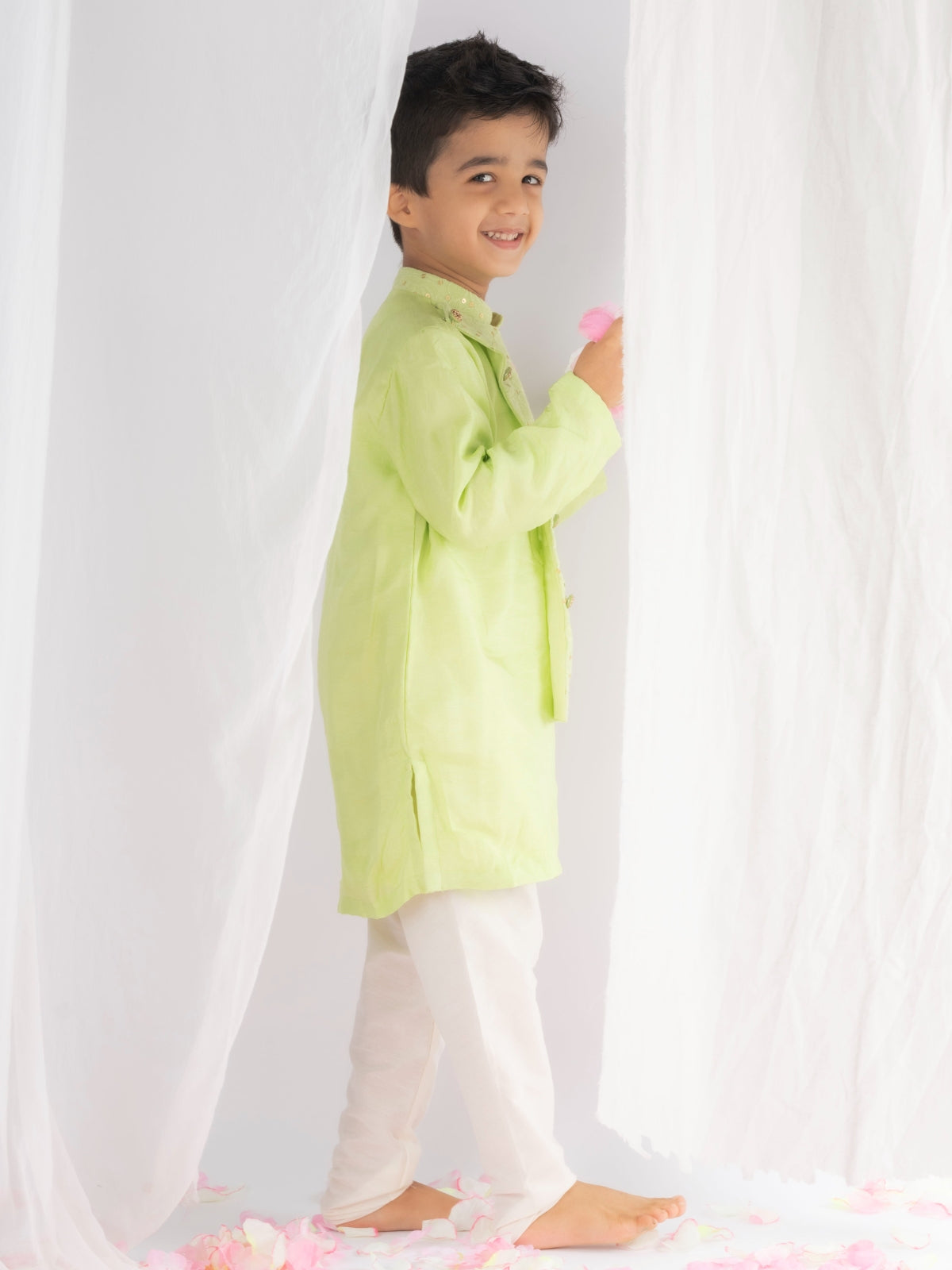 Green Chikankari Kurta With Churidar