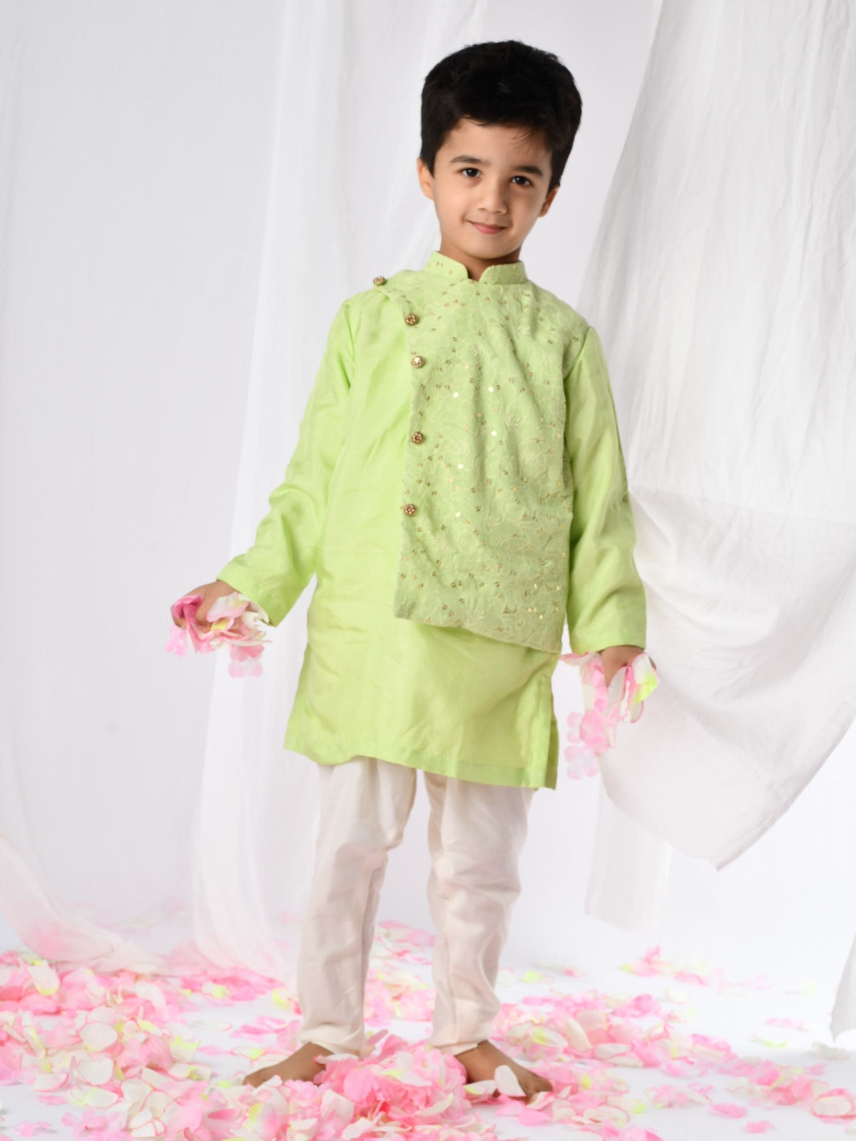 Green Chikankari Kurta With Churidar