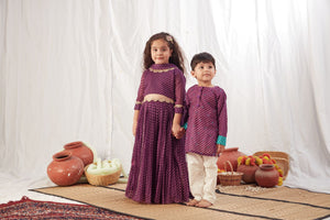 Purple Lehariya Lehenga