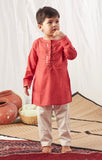 Red Leheriya Short Kurta with Pants