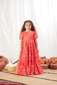 Red Block Print Flowy Dress