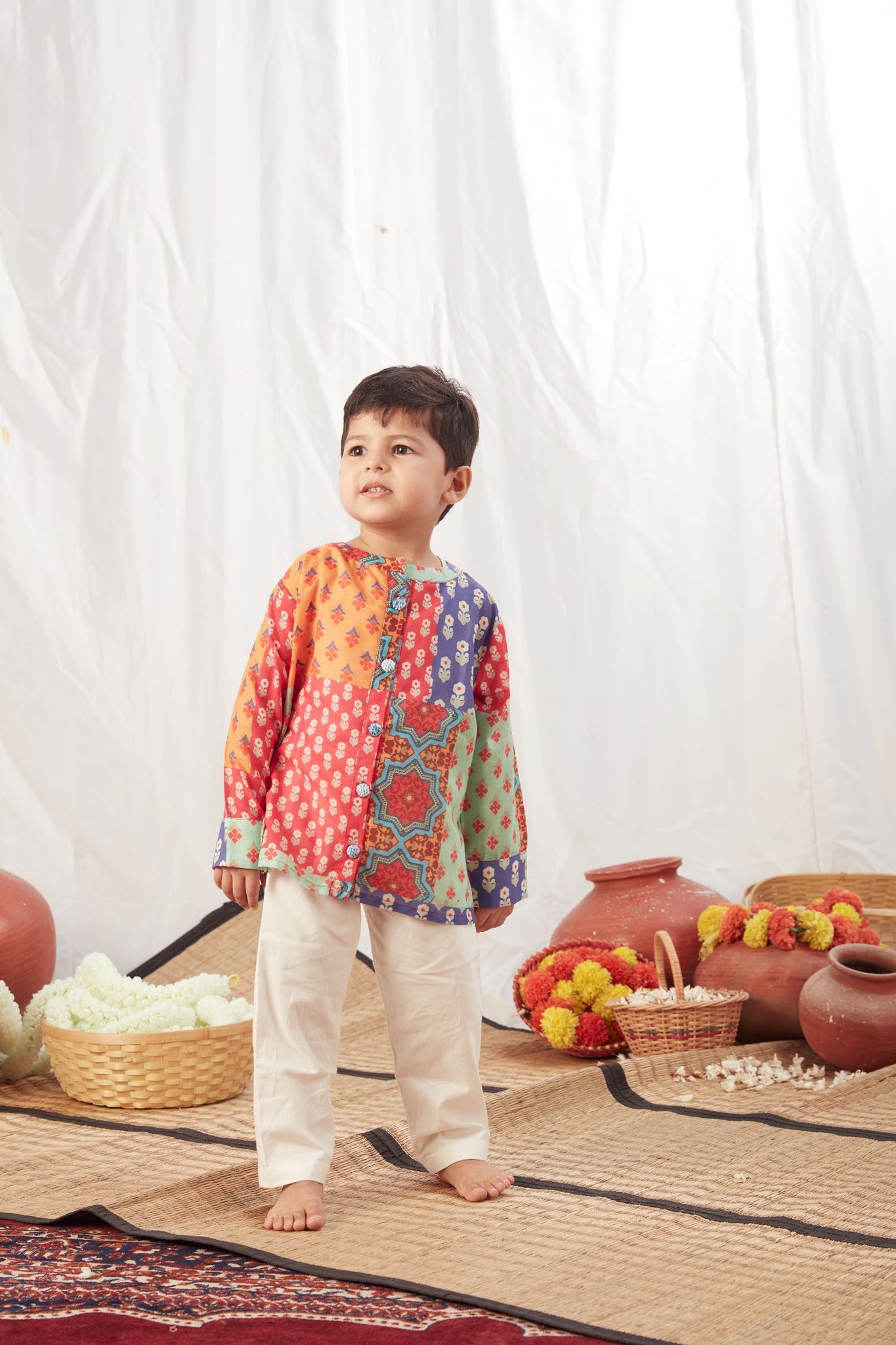 Multi Colour Shirt Kurta with Pants