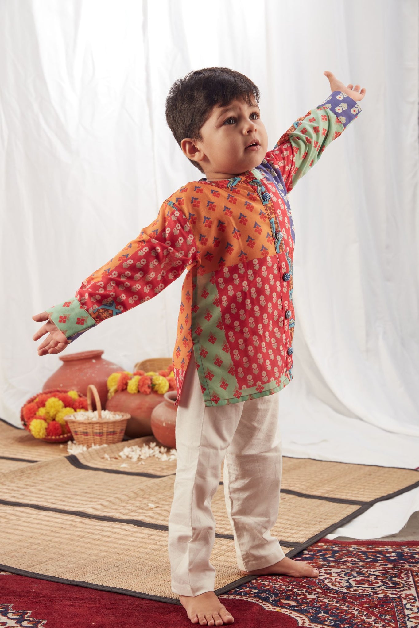 Multi Colour Shirt Kurta with Pants