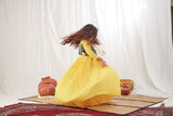 Yellow Pichwai Long Pleated Dress