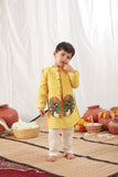 Yellow Pichwai Kurta Bandi Set With Pyjama