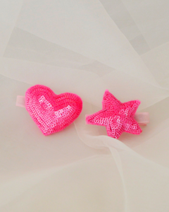 Heart And Star Hairclip (Light Pink)