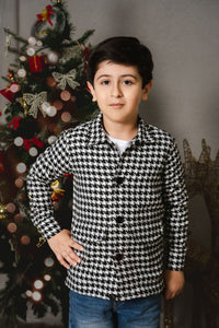 Houndstooth B&w Boys Shirt