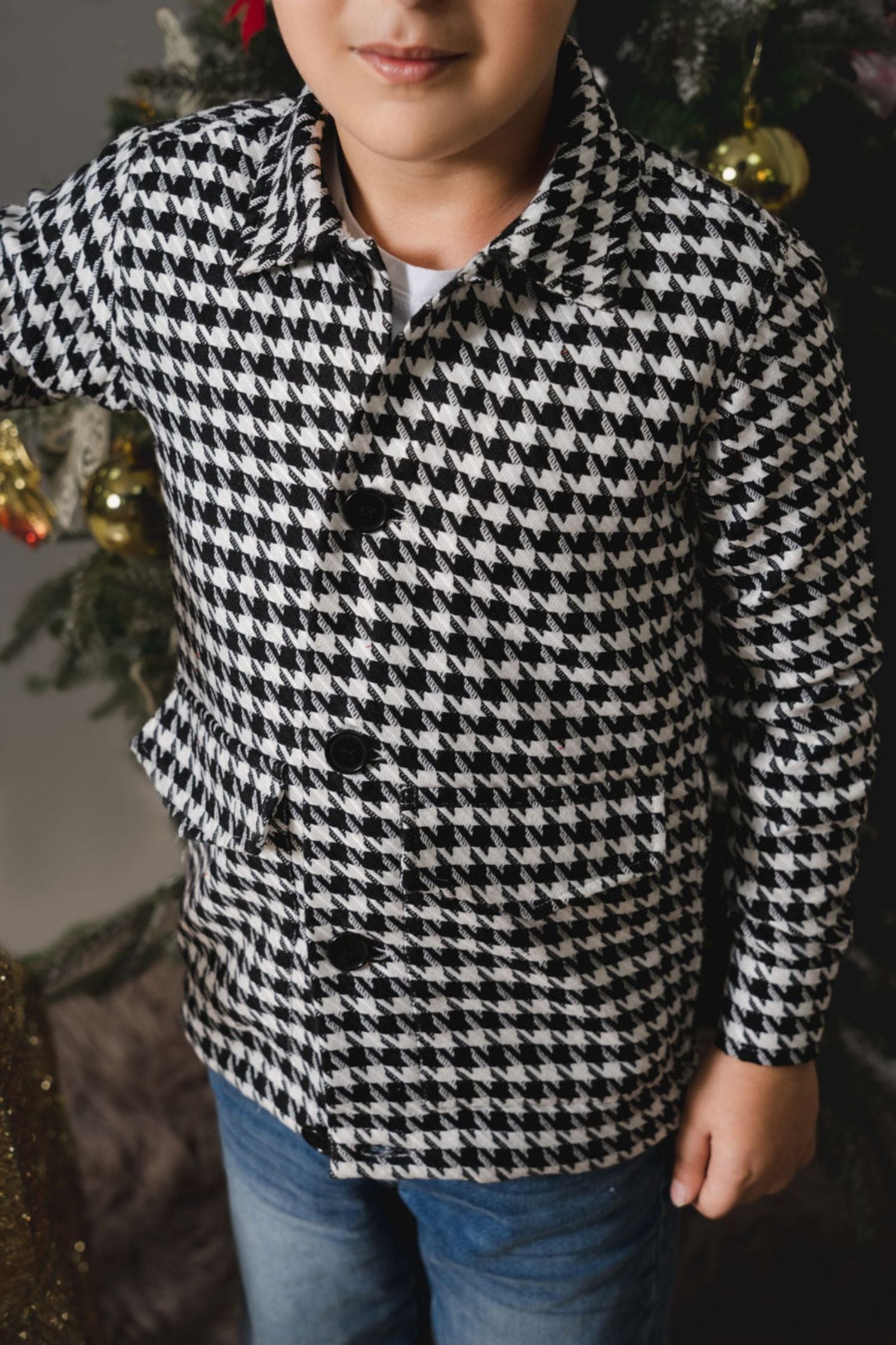 Houndstooth B&w Boys Shirt