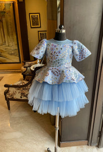 Powder Blue Bell Sleeve Frozen Dress