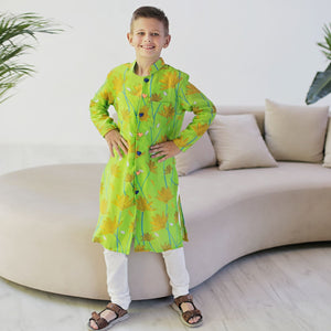 Sultan 2-Piece Sherwani Set - Lime Green Coneflower