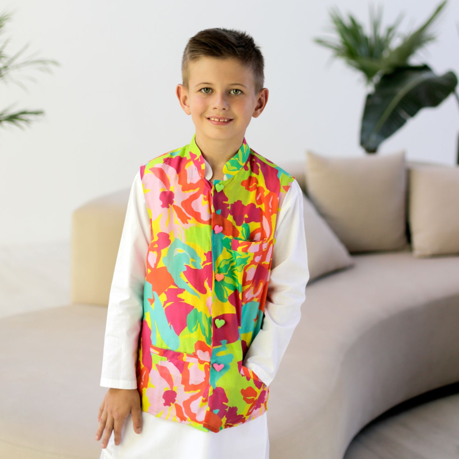 Maharaja Waistcoat - Lime Green Swirls