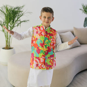 Maharaja Waistcoat - Lime Green Swirls