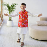 Maharaja Waistcoat - Pink And Orange Camellia