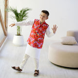 Maharaja Waistcoat - Pink And Orange Camellia