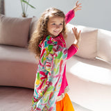 Marigold Sharara Set with Printed Dupatta - Pink Orange And Multi-Coloured Splashes