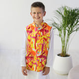 Maharaja Waistcoat - Yellow Orange Splashes