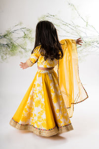 Yellow Floral Printed Ghaghra Set