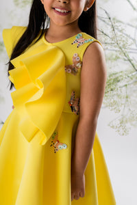 Yellow Butterfly Embroidered Dress