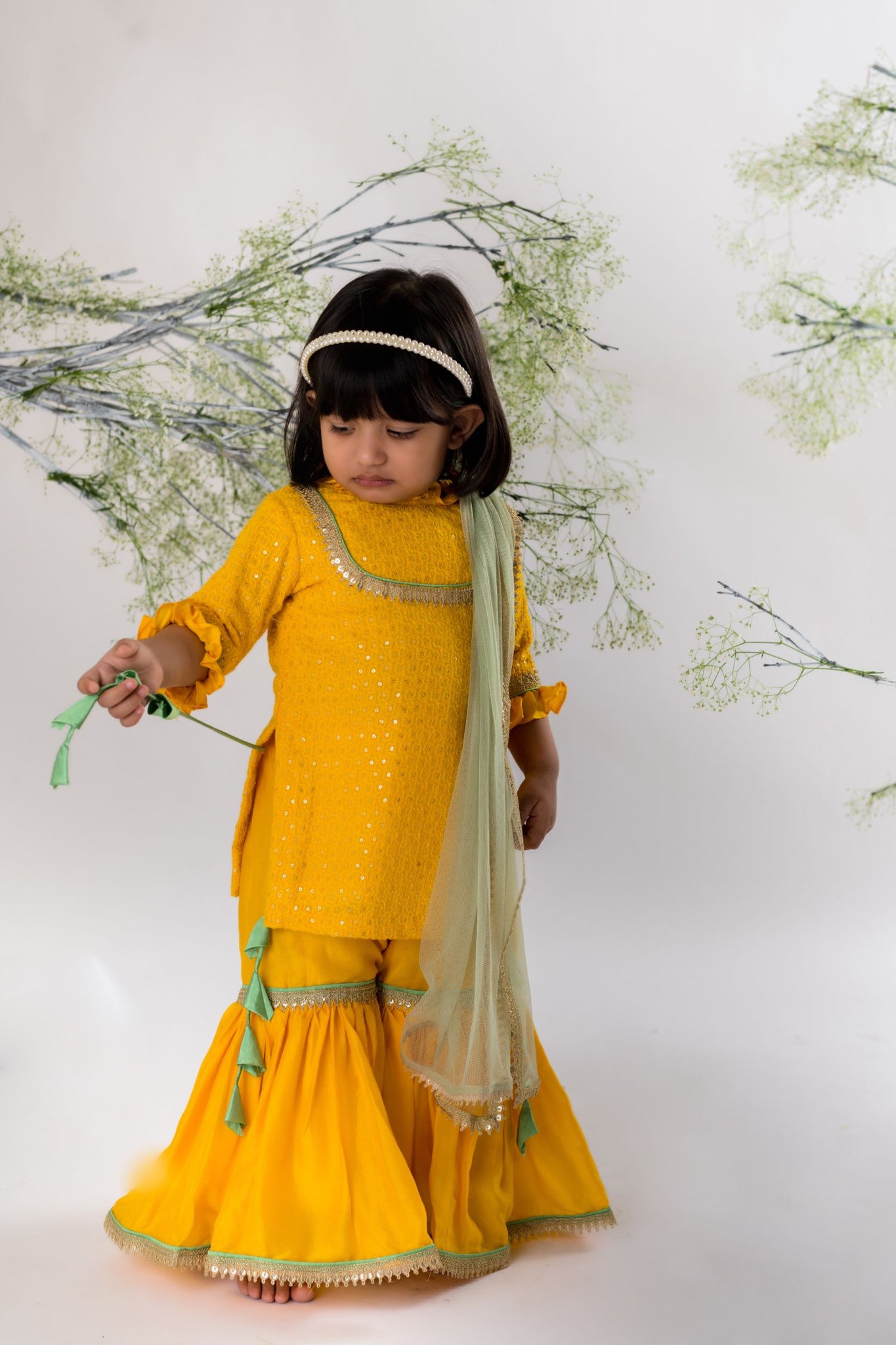 Yellow Chikankari Gharara Set