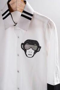 White And Black DJ Monkey Shirt