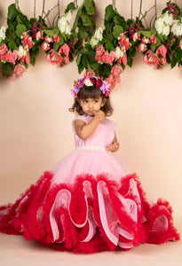 Pink Wine Trail Ruffled Gown