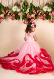 Pink Wine Trail Ruffled Gown