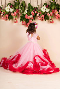 Pink Wine Trail Ruffled Gown