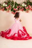 Pink Wine Trail Ruffled Gown