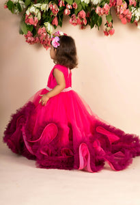 Hot Pink Wine Trail Gown