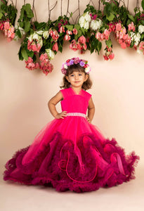 Hot Pink Wine Trail Gown