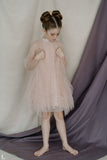 3 Pc. Set: Frilled A-Line Dress With Ruffled Over Garment