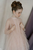 3 Pc. Set: Frilled A-Line Dress With Ruffled Over Garment