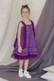 Hand Embroidered Shoulder Tie-Up Frilled Dress