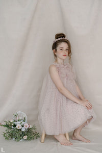 Hand Embroidered Feathery Roses Dress