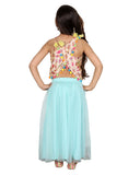 BLUE POM POM STYLE LEHENGA SET WITH PATCHES