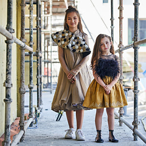 Feathered Yellow Raw Silk Dress