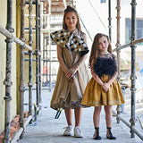 Feathered Yellow Raw Silk Dress