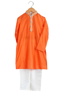 Apricot Embroidered Kurta