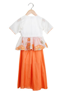 Apricot Peplum And Flared Palazzo