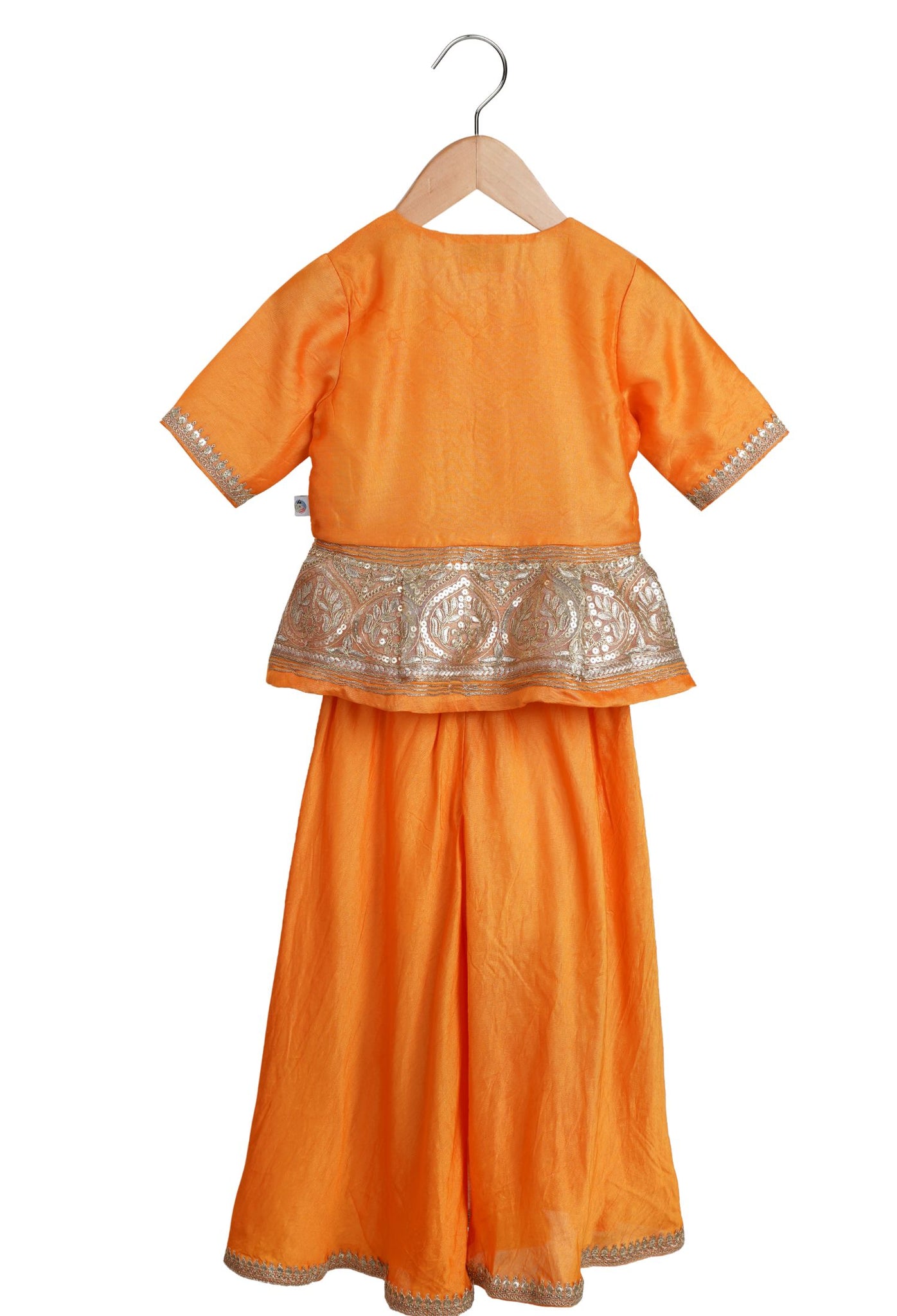 Saffron Beaten Gold Peplum And Flared Palazzo