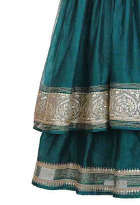 Beaten Gold Teal Lehnga