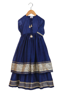 Beaten Gold Indigo Lehnga