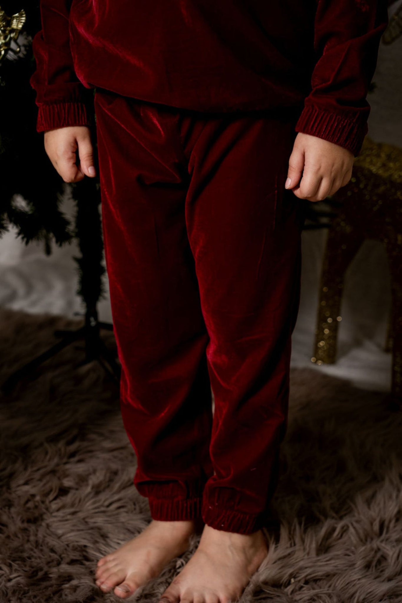 Maroon Velvet Co-Ord Set Boys