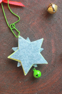 Christmas Star Of Bethelem Necklace Silver Green