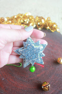 Christmas Star Of Bethelem Necklace Silver Green