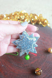 Christmas Star Of Bethelem Necklace Silver Green