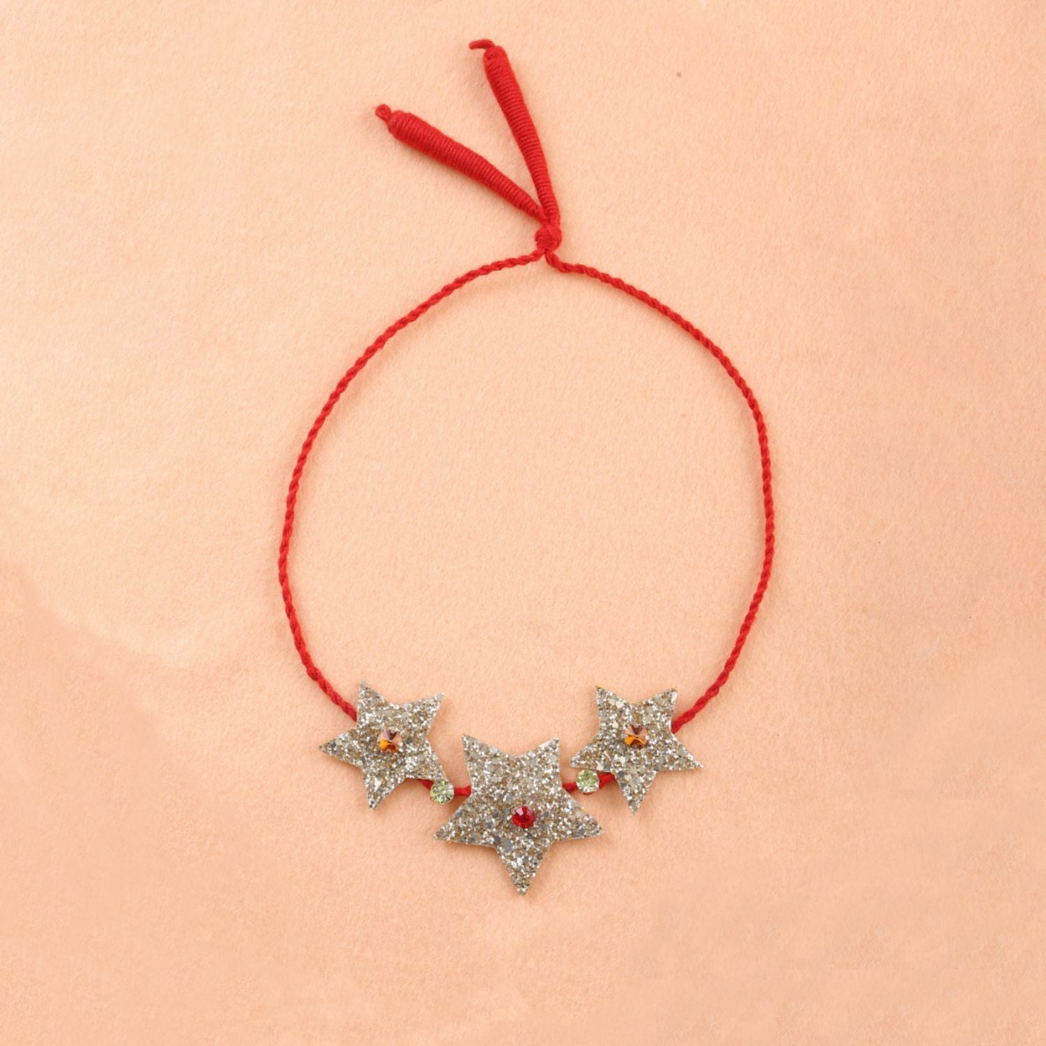 Santa's Starry Nights Christmas Necklace Red Gold