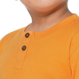 Orange Round Neck With Semi Placket T-shirt And Starfish Pyjama Set