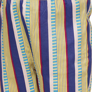 Aqua Round Neck With Semi Placket T-shirt And Blue Stripes Printed Pyjama Set